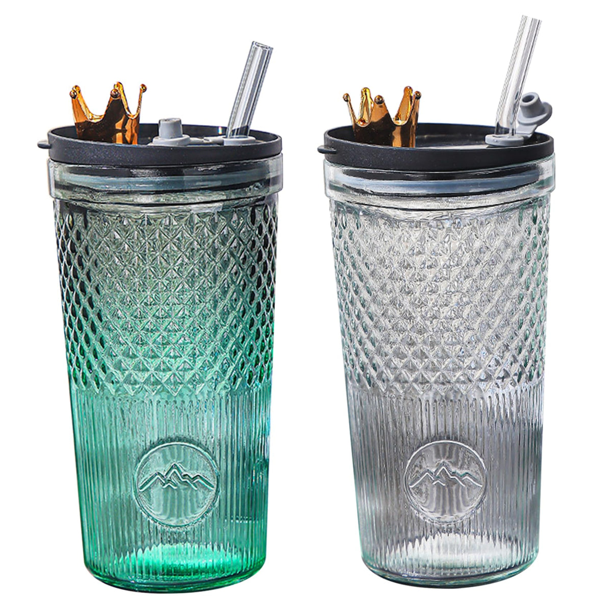20Oz Glass Tumbler with Straw and Lid E26871