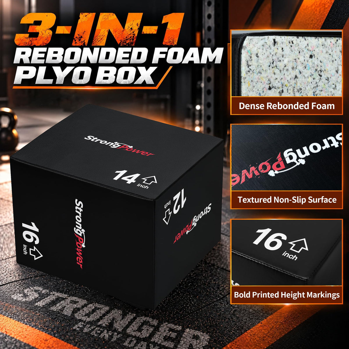 3-in-1 Foam Plyometric Jump Box H36050