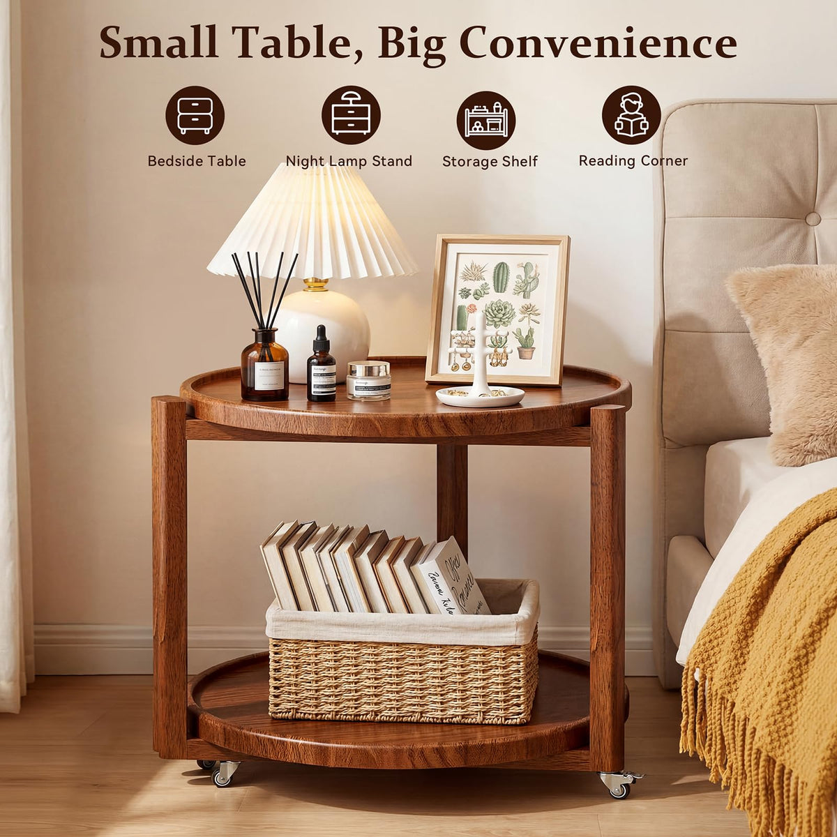 Rolling Side Table with Wheels E1081