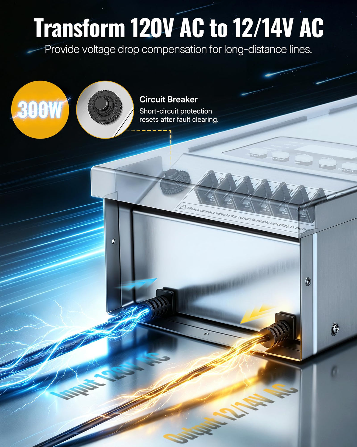 300W Low Voltage Landscape Transformer with Timer & Photocell Sensor O6254