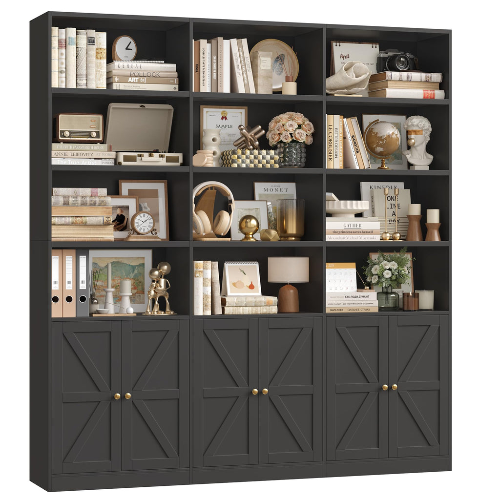 75" Tall Black Bookshelf with 6 Doors A812088