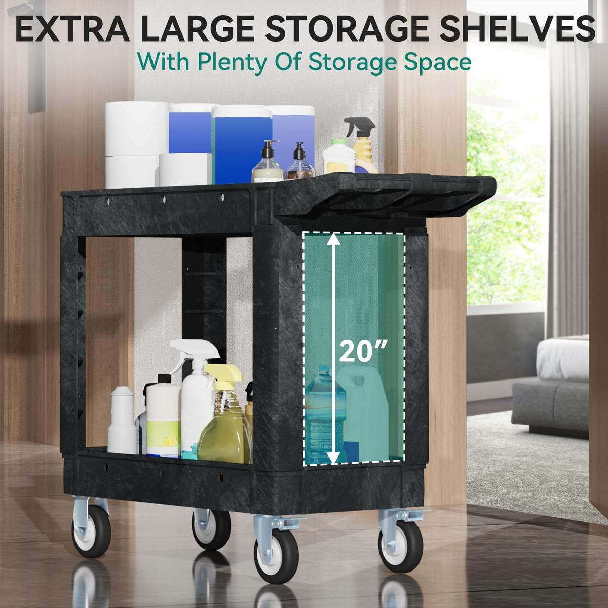 Black Utility Cart on Wheels Y761526