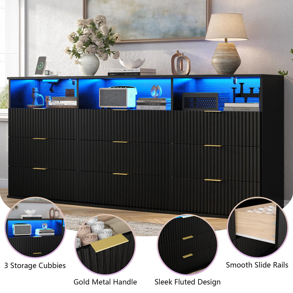 9 Drawer Dresser with 3 Open Cubbies L407532