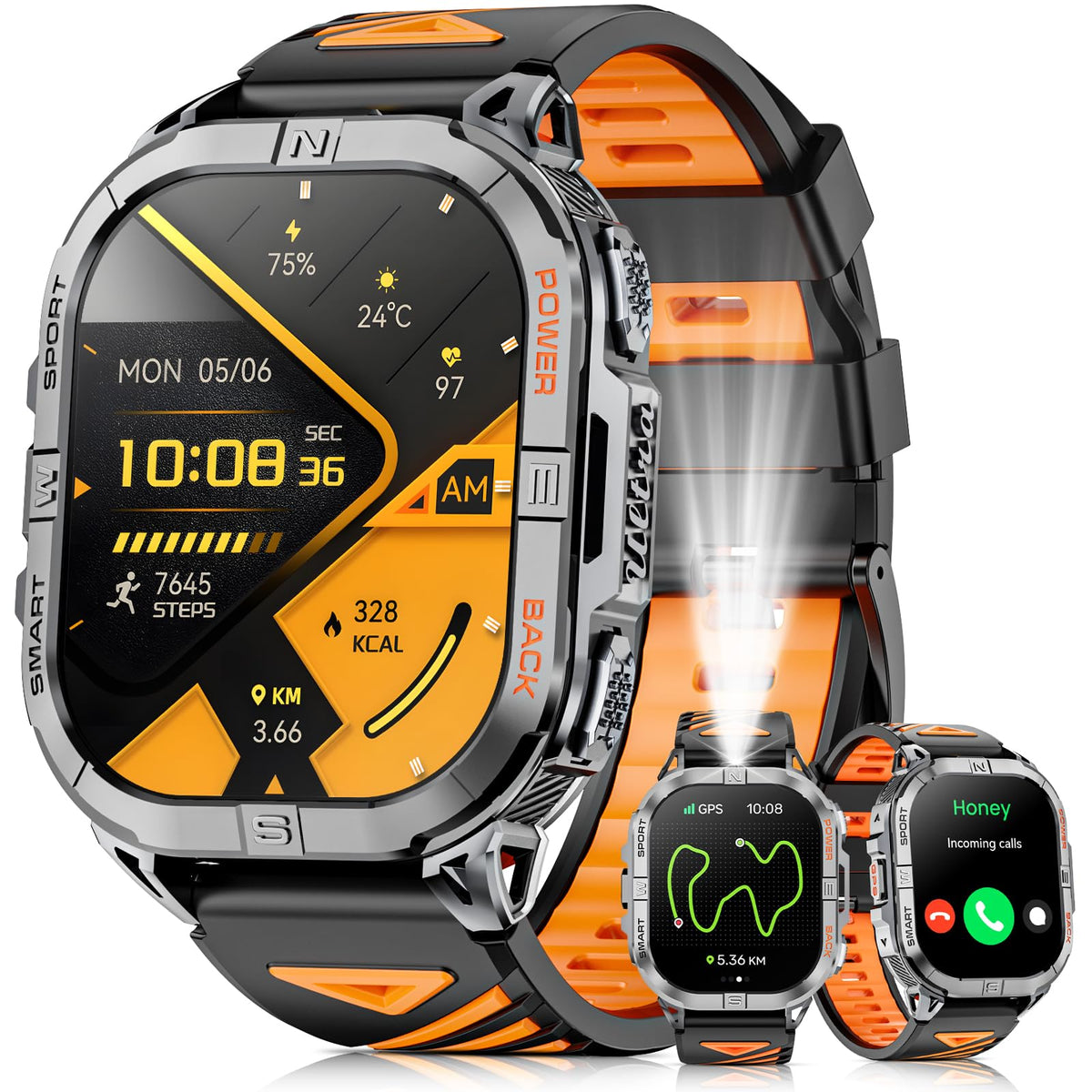 Black GPS Compass AMOLED Smart Watch T559472