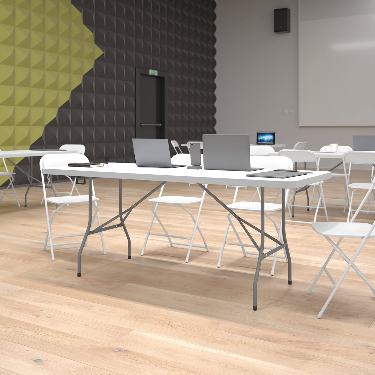 6-Foot Heavy Duty Plastic Folding Table with Carrying Handles B4217