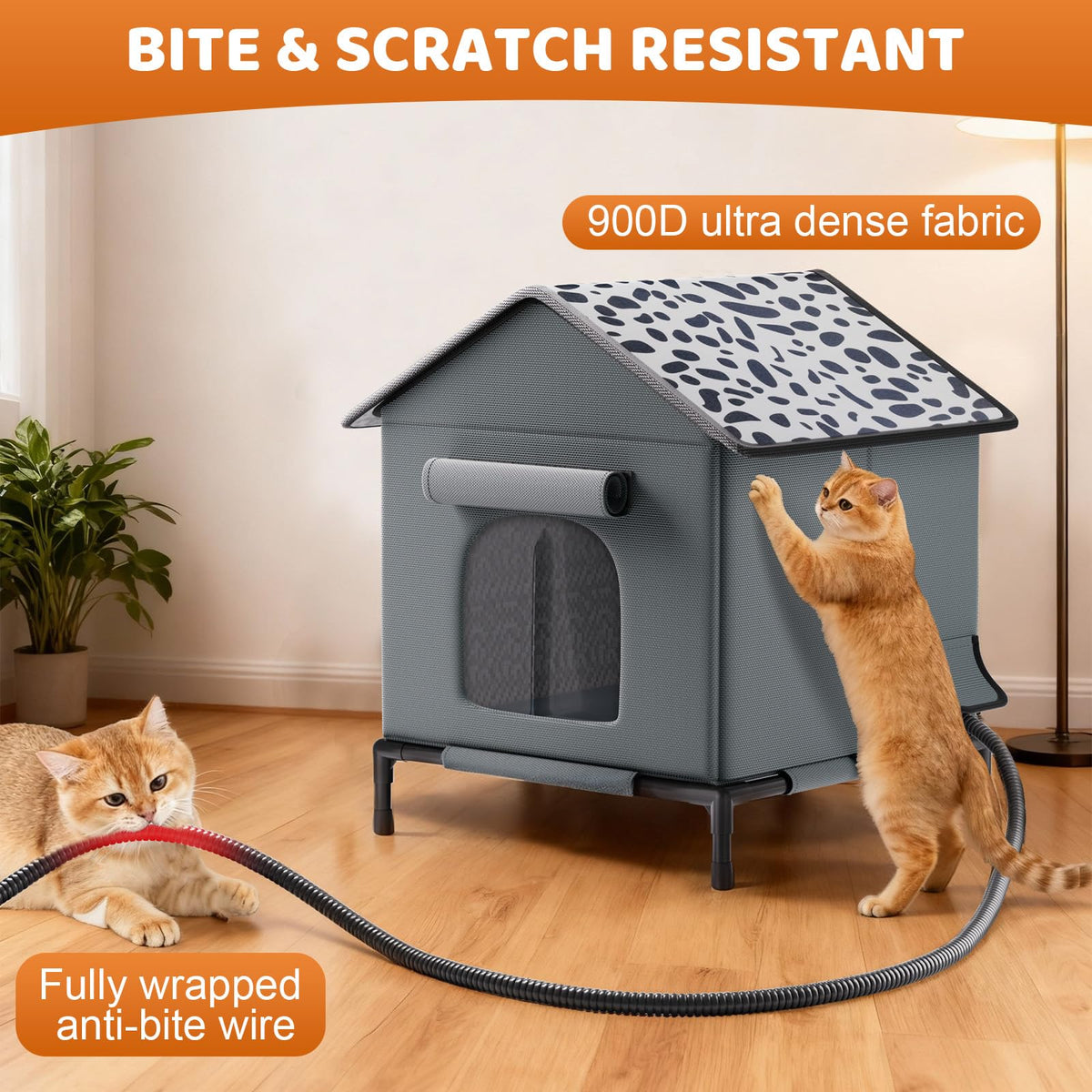 Heated Weatherproof Insulated Cat House with Heating Pad C81373