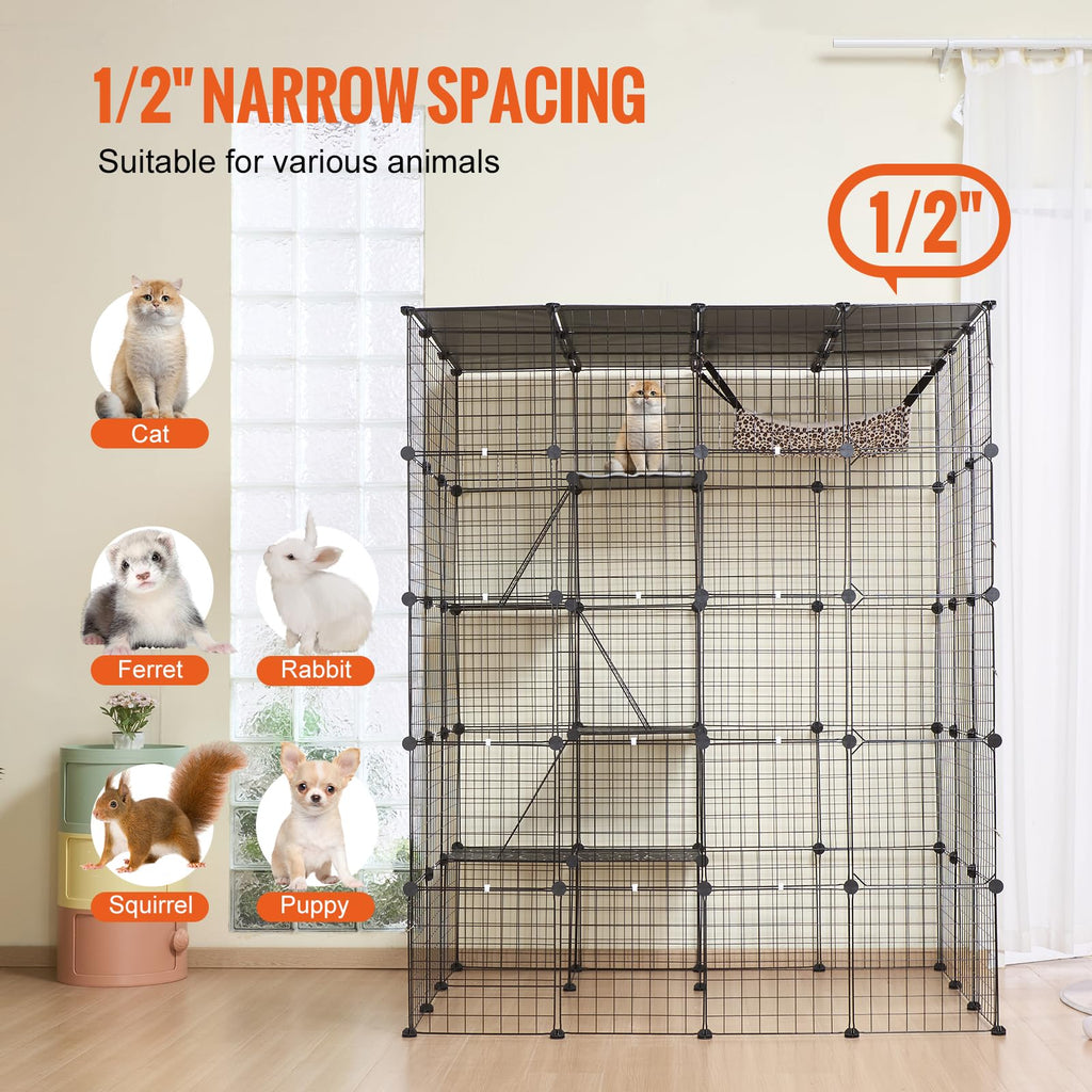 4-Tier Metal Wire Cat Cage with Hammock Ramp O700