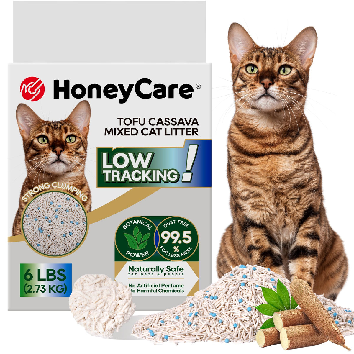Cassava Tofu Mixed Cat Litter Quick Clumping Low Dust 6 Lbs Z1924