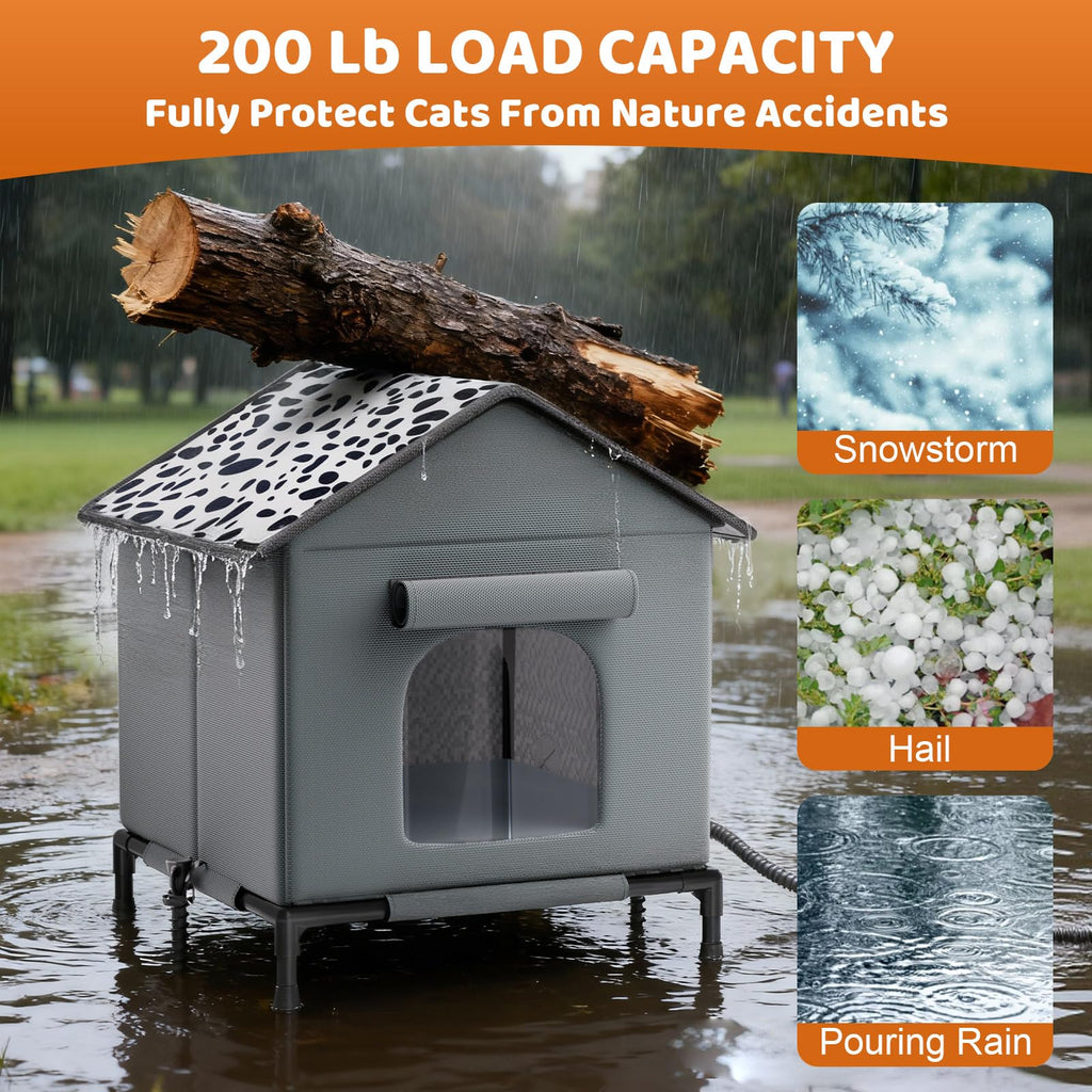 Heated Weatherproof Insulated Cat House with Heating Pad C81373