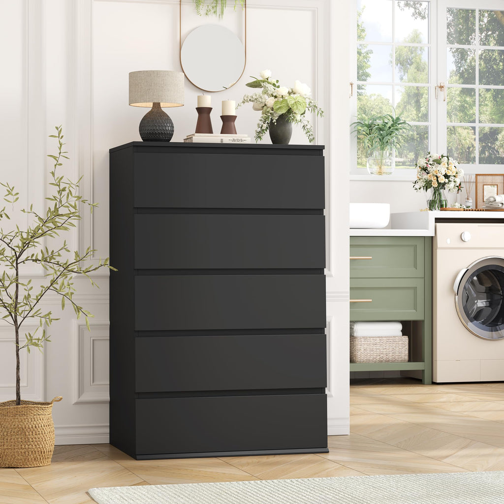 Black 5 Drawer Dresser W3480