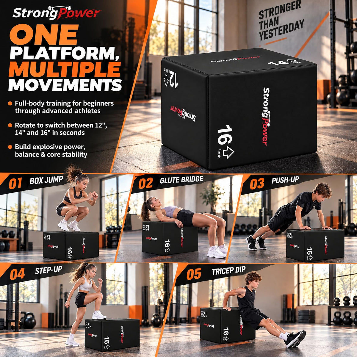 3-in-1 Foam Plyometric Jump Box H36050