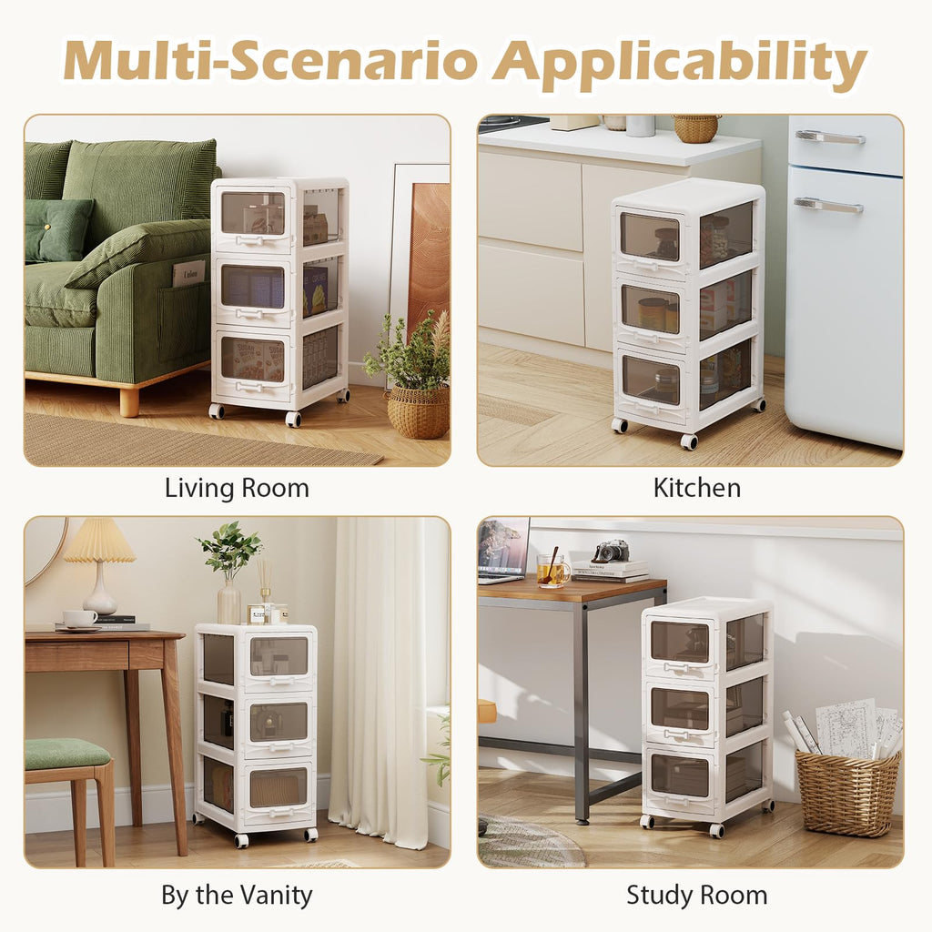 3 Tier Rolling Storage Cart with Drawers Y173864