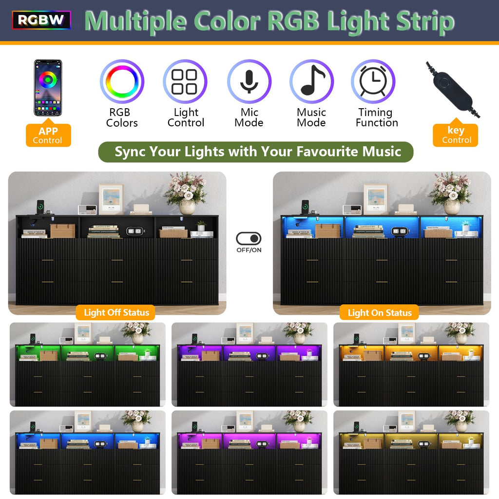 9 Drawer Dresser with 3 Open Cubbies L407532