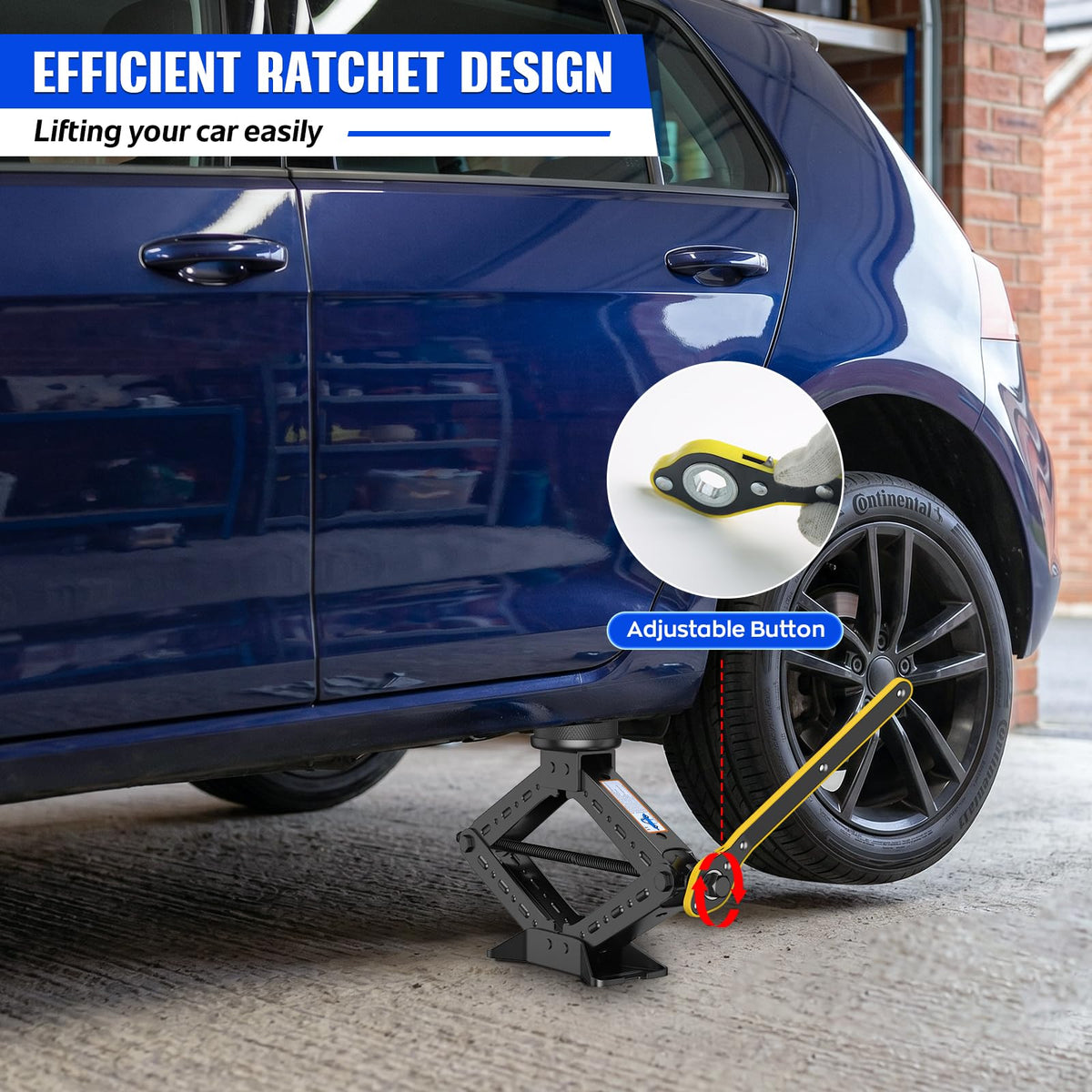 3 Ton Heavy Duty Scissor Jack Kit with Ratchet Wrench X260167