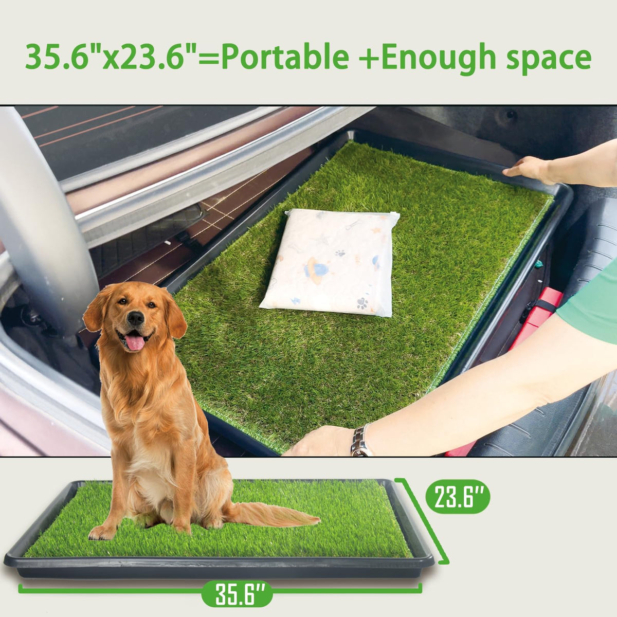 Reusable Dog Loo System with Artificial Grass Turf, Tray, 35x23in V62307