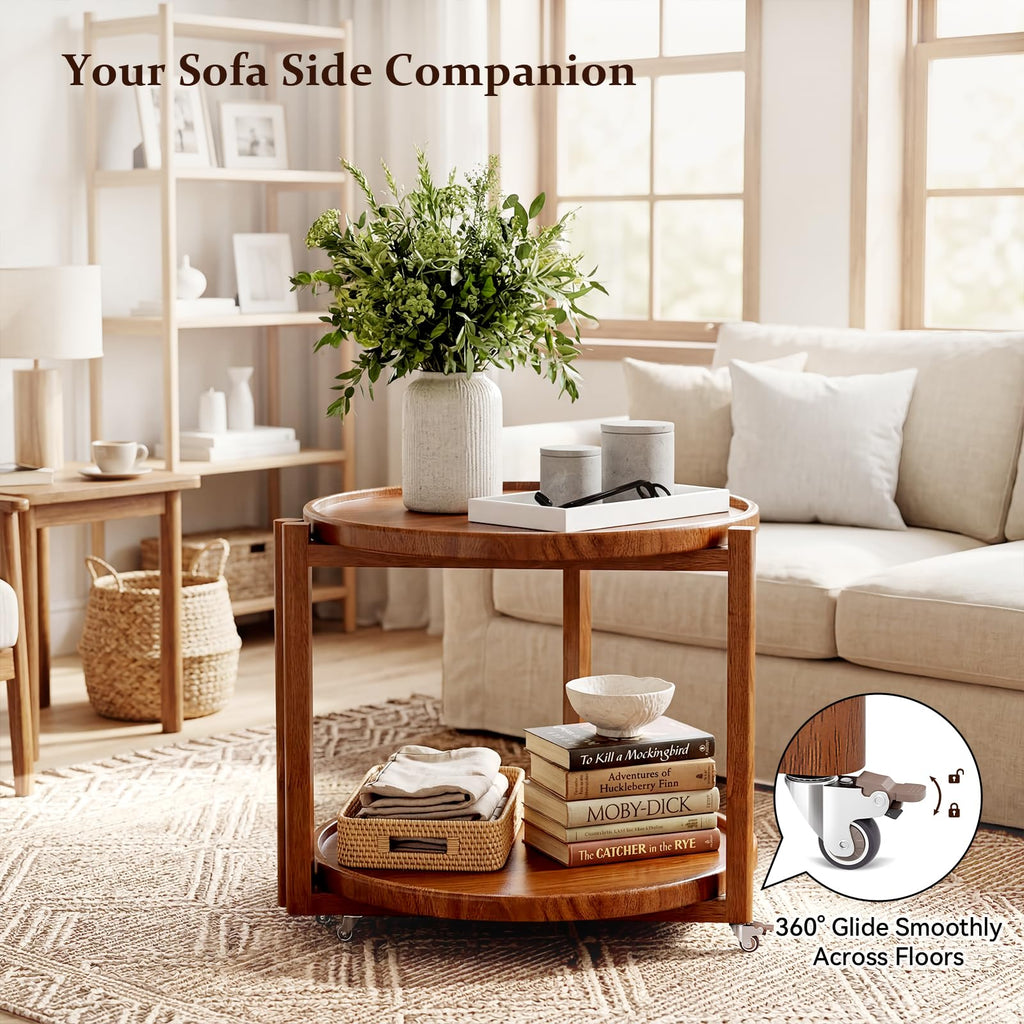 Rolling Side Table with Wheels E1081
