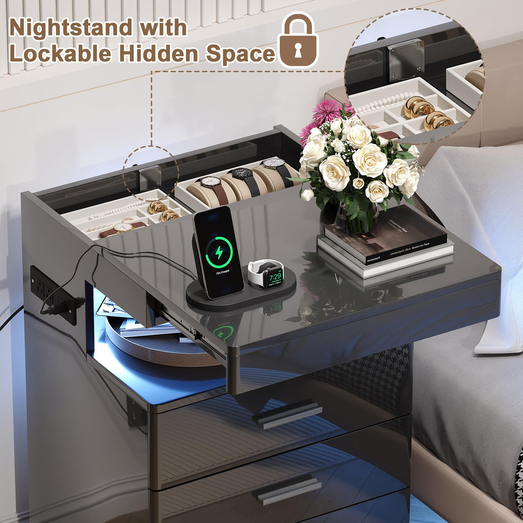 Led Nightstand with Charging Station Q273631