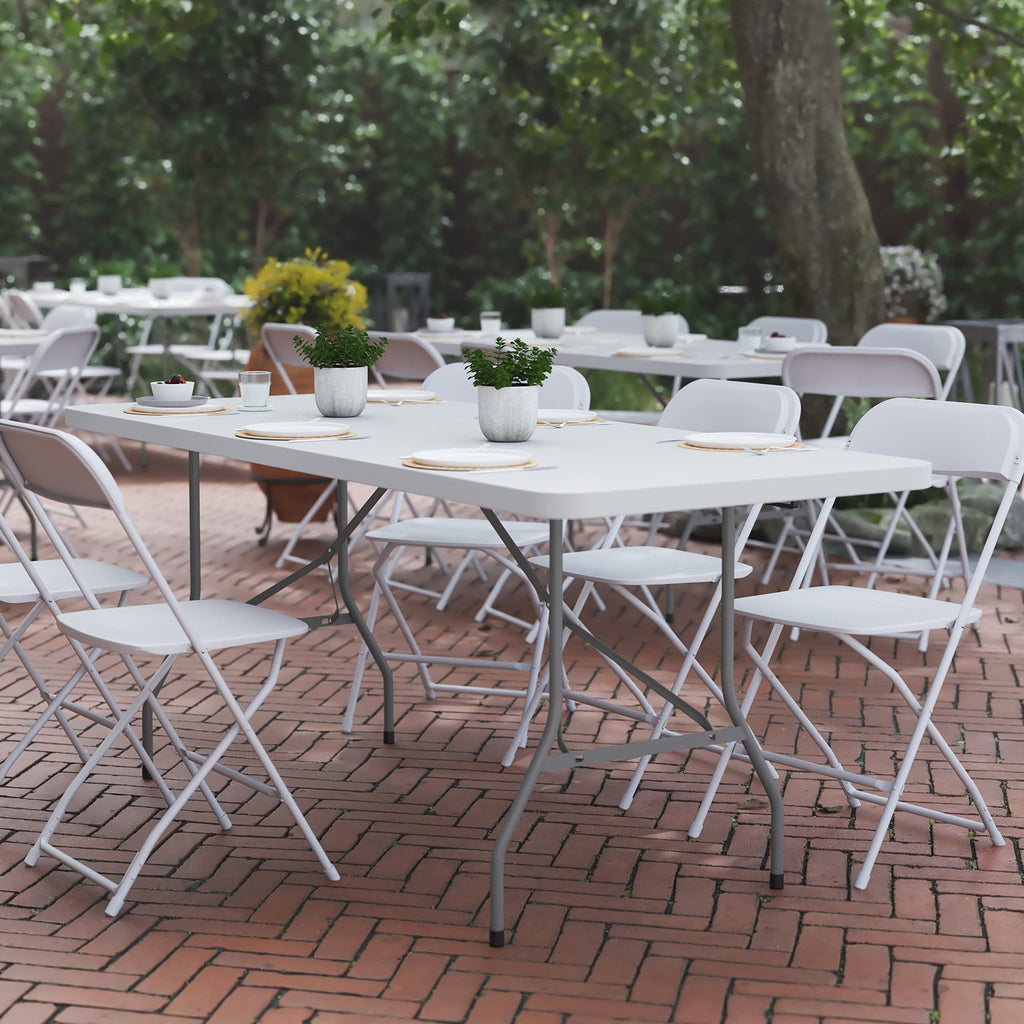6-Foot Heavy Duty Plastic Folding Table with Carrying Handles B4217