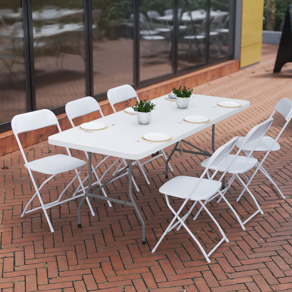 6-Foot Heavy Duty Plastic Folding Table with Carrying Handles B4217