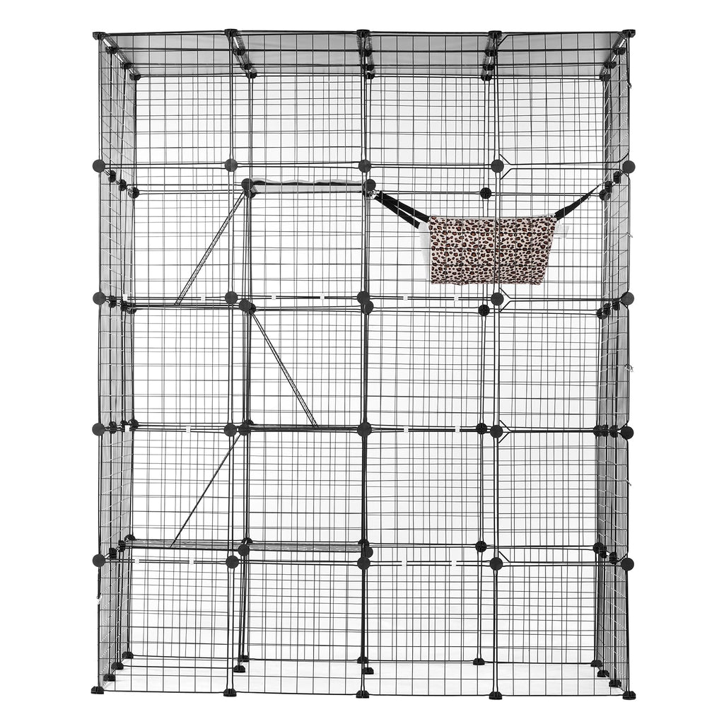 4-Tier Metal Wire Cat Cage with Hammock Ramp O700
