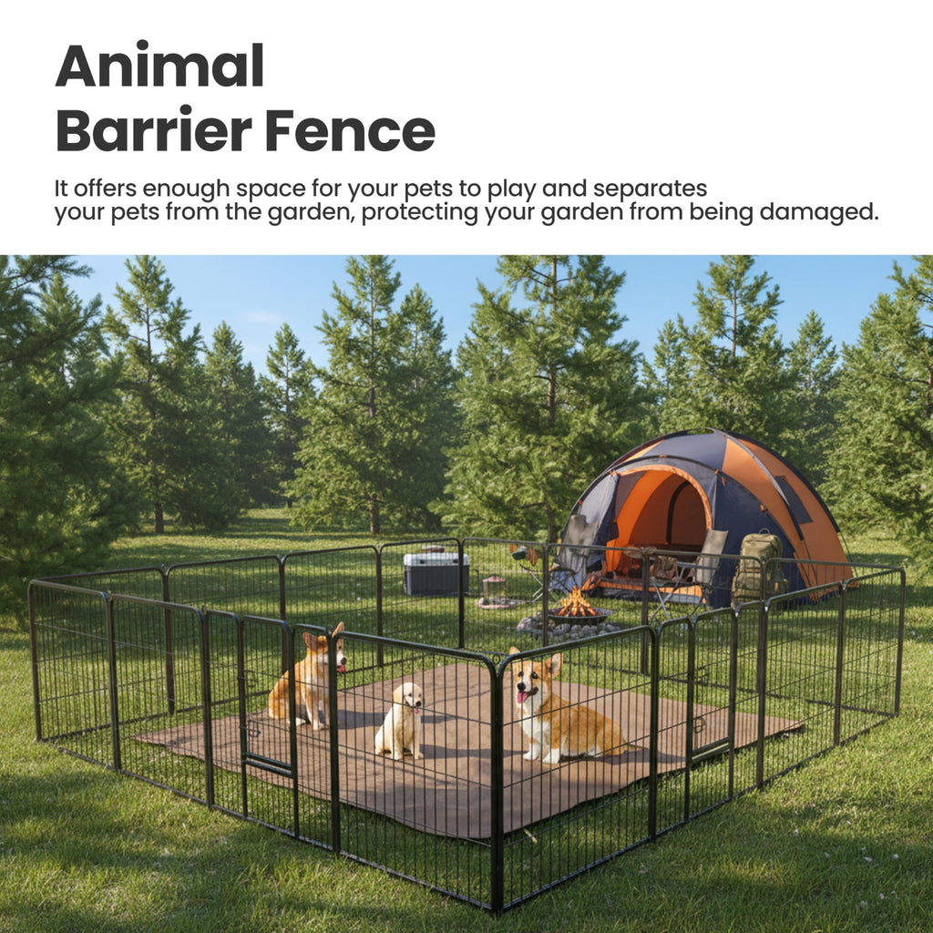 32 Inch 16 Panels Black Dog Playpen W207
