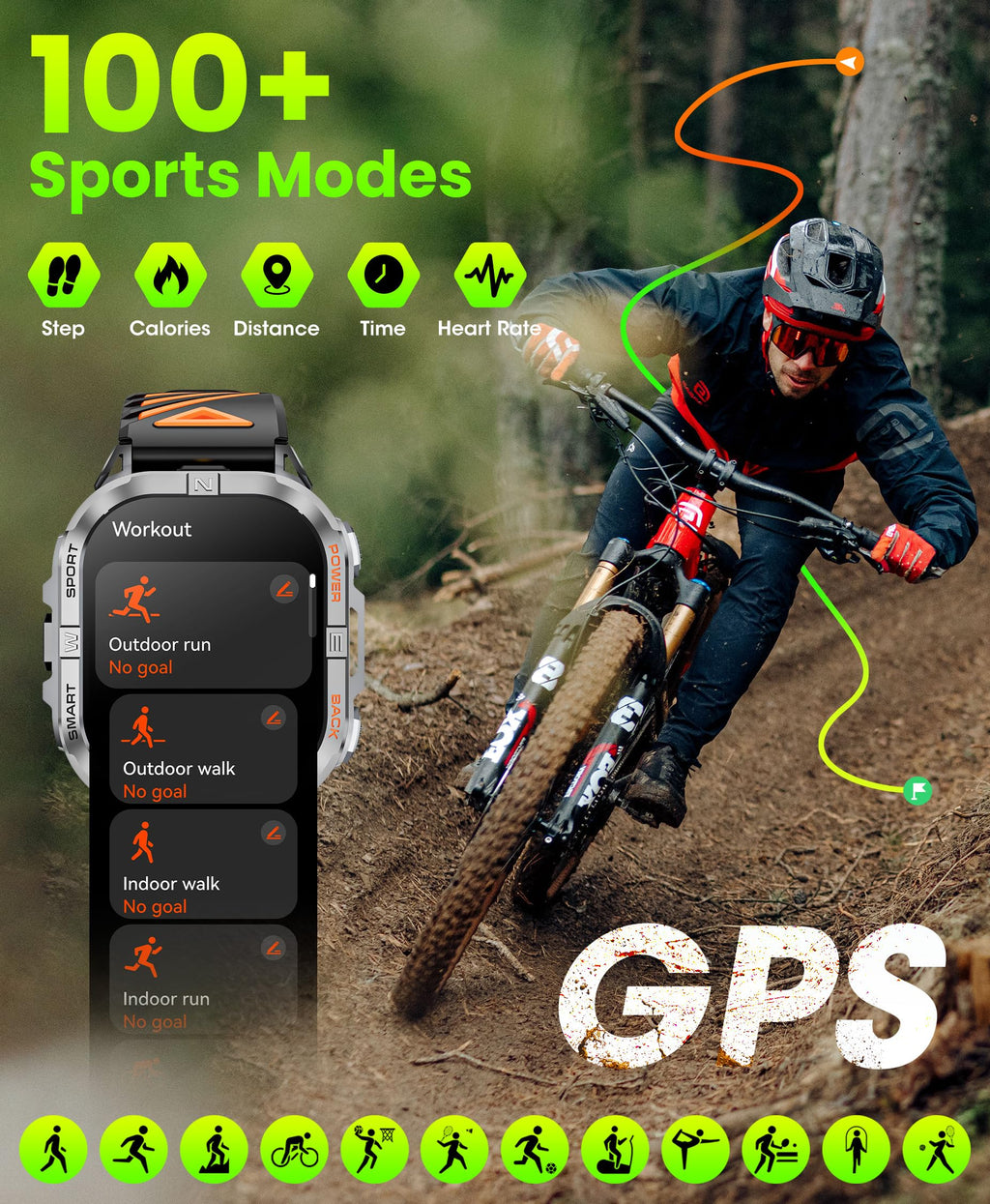 Black GPS Compass AMOLED Smart Watch T559472