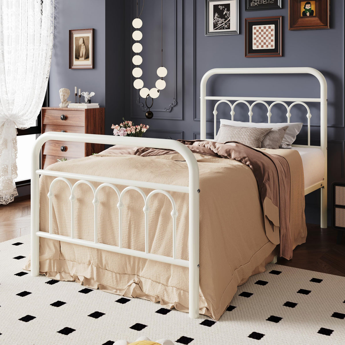 Twin Size Metal Platform Bed Frame with Headboard G57993