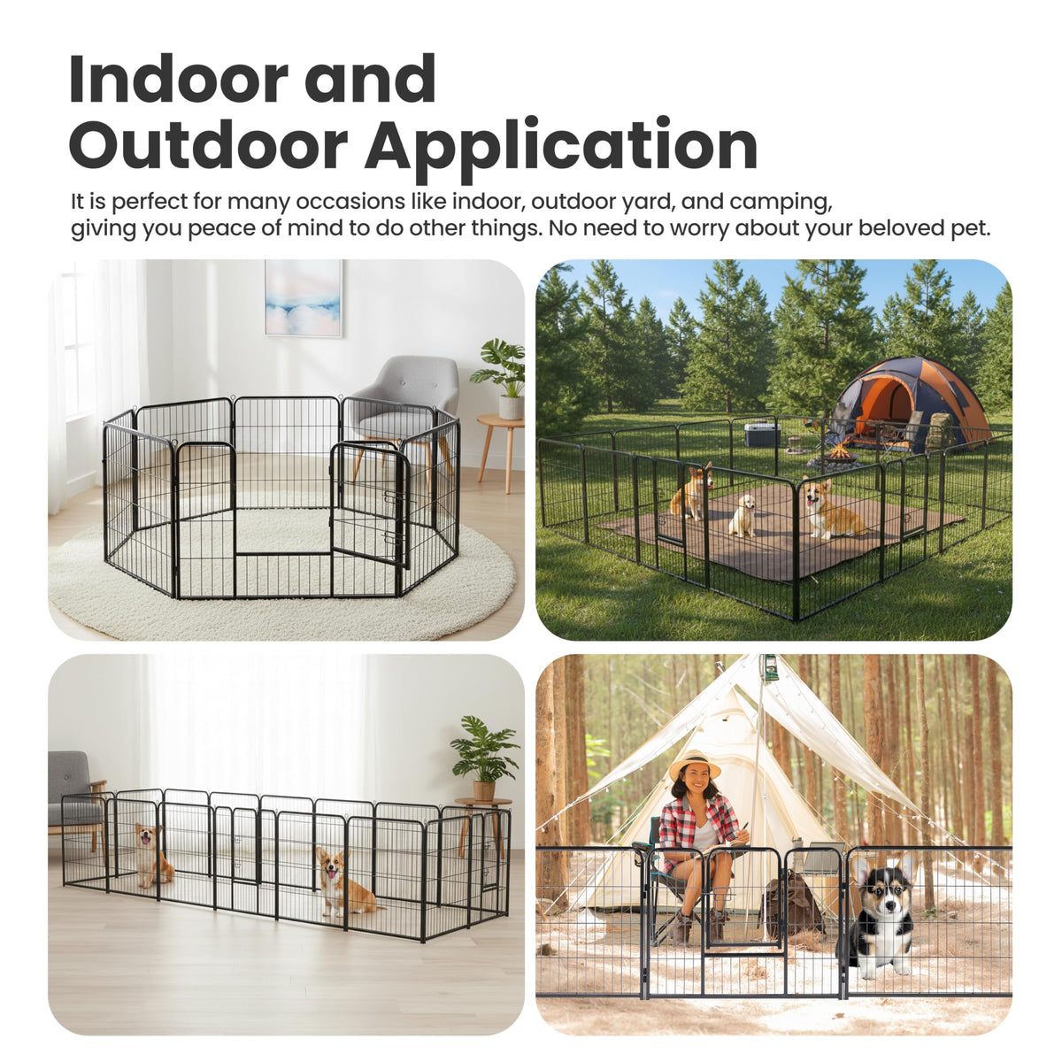 32 Inch 16 Panels Black Dog Playpen W207