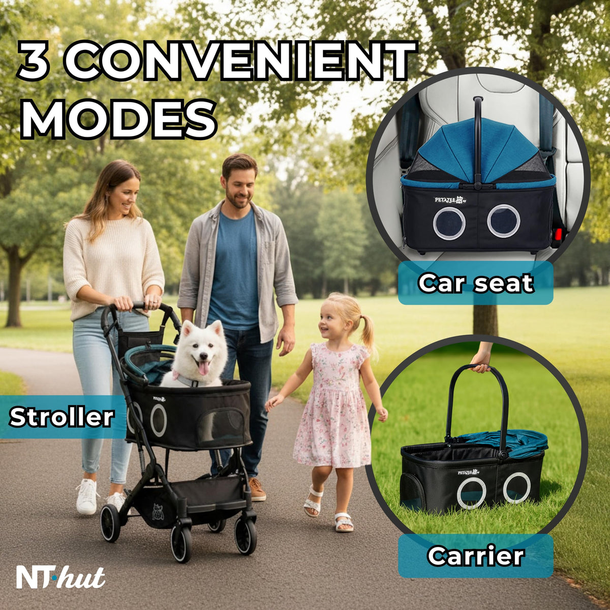 3-in-1 Pet Stroller Up to 50 lbs E409
