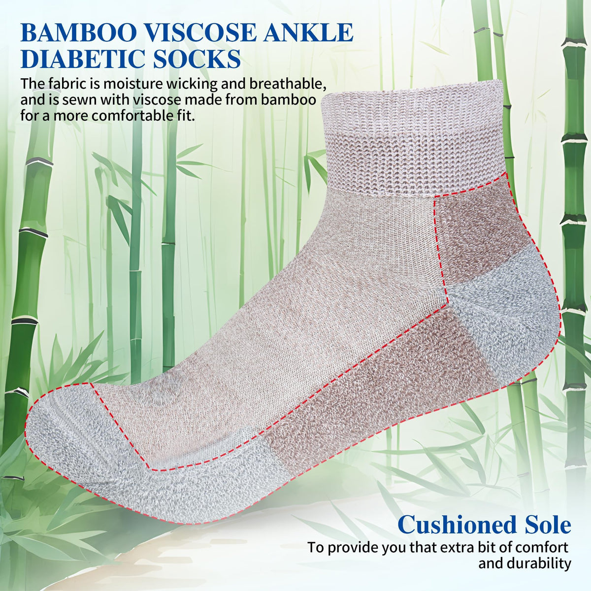 Diabetic Socks for Men, 10 Pairs Ankle & Low Cut Size 9-15 Q511429