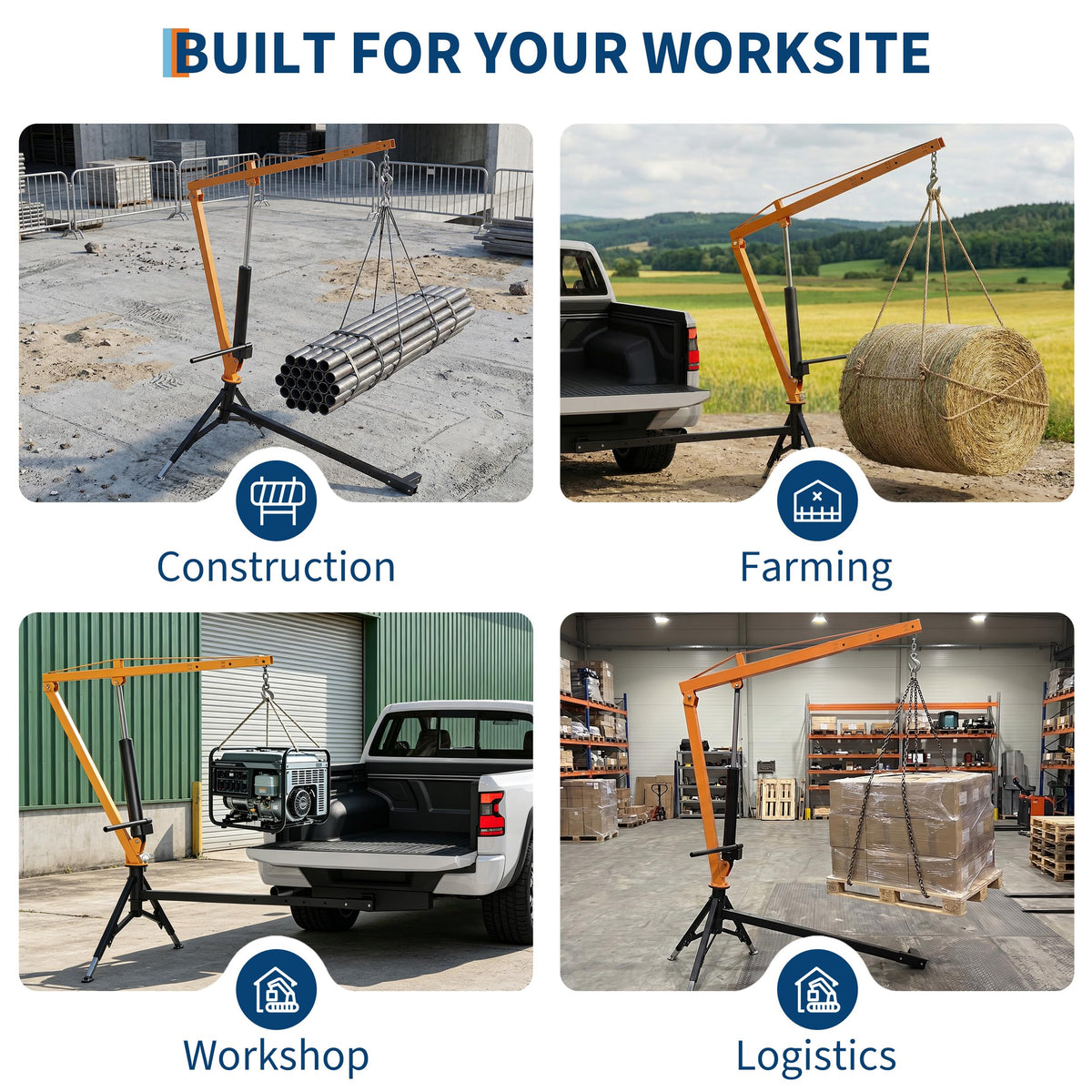 1000 lb Hitch Mount Hydraulic Pickup Truck Crane R643