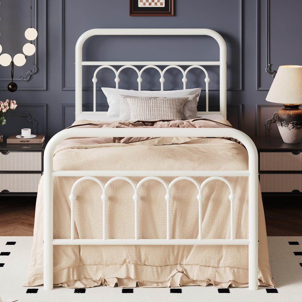 Twin Size Metal Platform Bed Frame with Headboard G57993