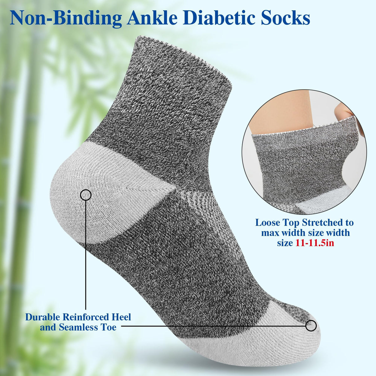 Diabetic Socks for Men, 10 Pairs Ankle & Low Cut Size 9-15 Q511429