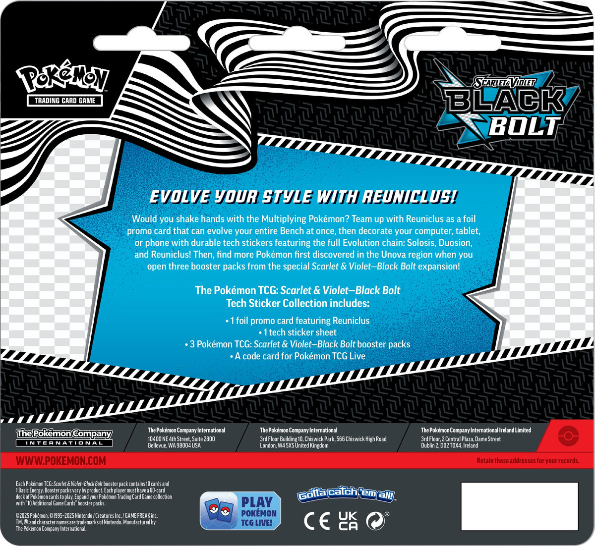 Pokemon TCG Black Bolt Tech Sticker Blister H4630